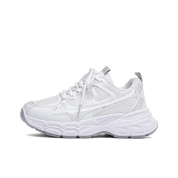 Warrior Breathable Height Increase Low Top Casual Running Shoes Women's White Silver