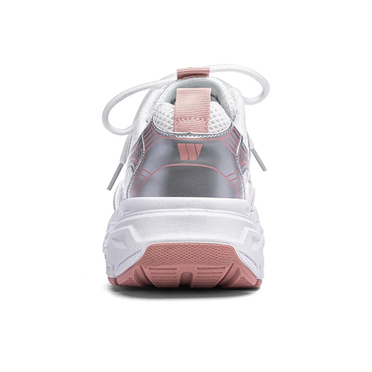 Warrior Breathable Moisture Wicking Height Increasing Low Top Casual Running Shoes Women's Silver White Pink Red-4