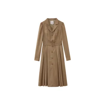 SHUIYUNJIAN Long Sleeved Dresses Women's Khaki