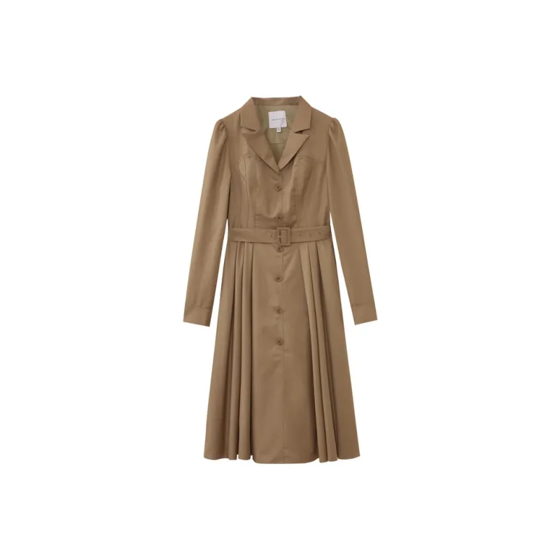 SHUIYUNJIAN Long Sleeved Dresses Women's Khaki-0