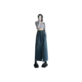 7 SEVFUN Denim Long Skirt Women's Cement