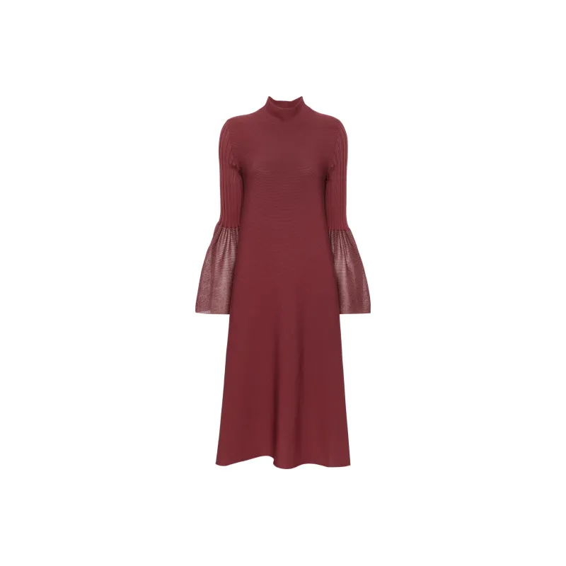 CFCL Pottery Lucent Glitter Long Bell Sleeve Flare Dress-0
