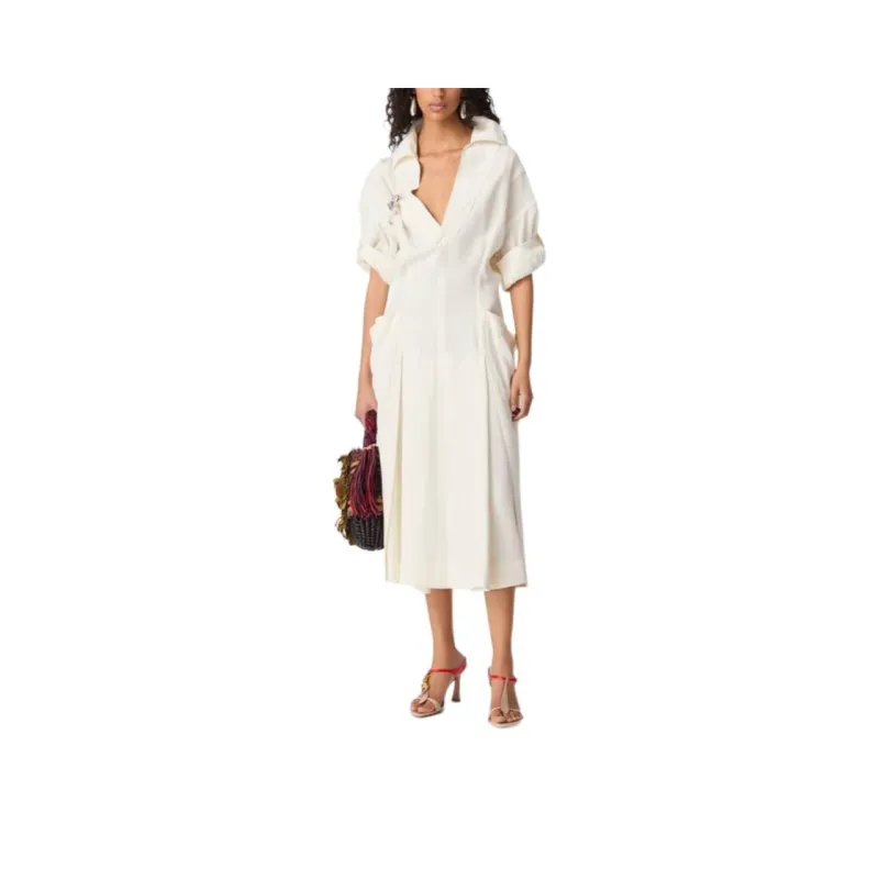 Bottega Veneta SS25 Short Sleeved Dresses Women's White-0