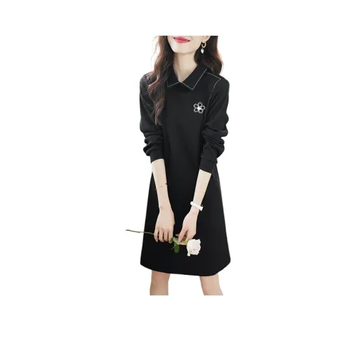 Mo Han Yi Mei Long Sleeved Dress Women's Black