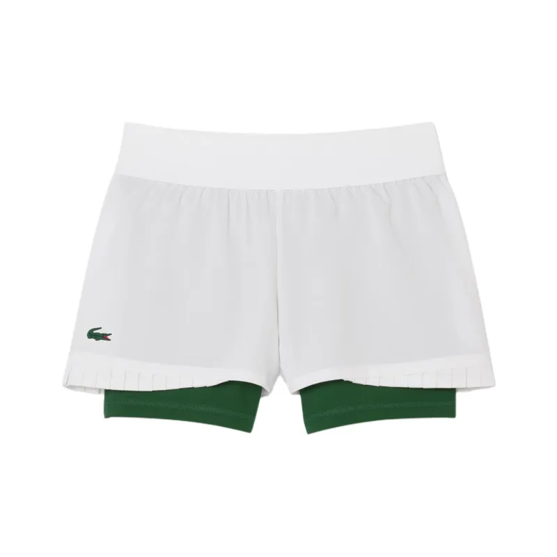 LACOSTE Casual Shorts Women's White/Green-0