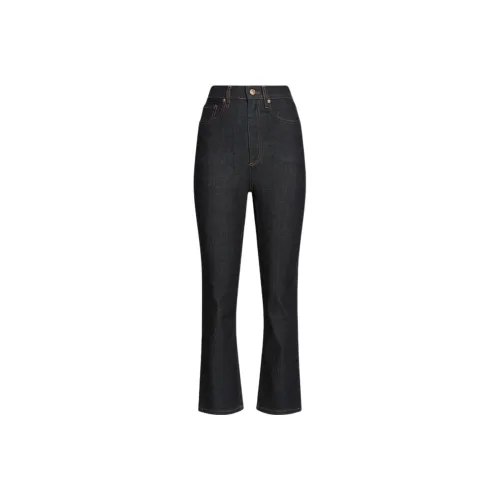 SCANLAN THEODORE High Rise Straight Crop Jean Jeans Women's Indigo/Indigo Blue