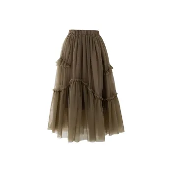 SOON FLOWER Casual Long Skirts Women's Coffee