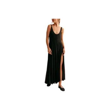 FREE PEOPLE Feliz Maxi Slip Dresses Women's Black