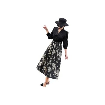 LANSEER Long-Sleeved Dresses Women's Black