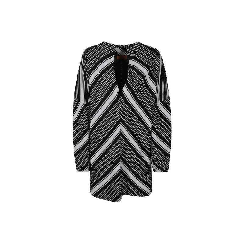 MISSONI Oversized Sleeved Plunging V Neckline Mini Dress-0