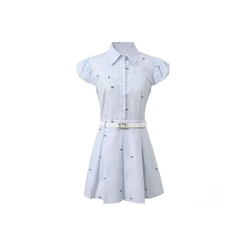 SECFLY OFFICIAL Short Sleeved Dress Women's Light Blue-0