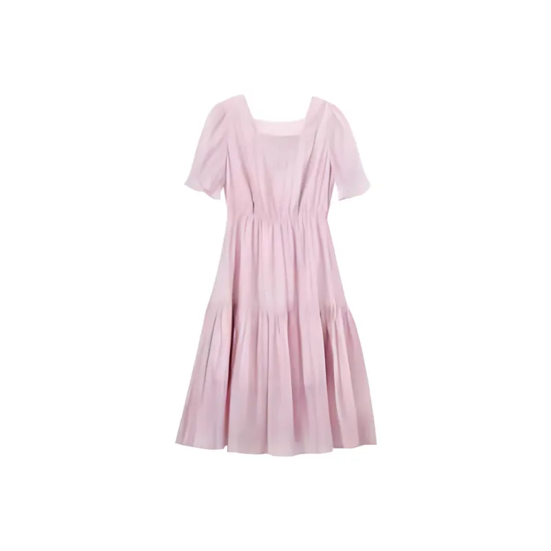 XIANGYING Short Sleeved Dress Women's Pink-0