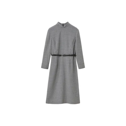 OVV Long Sleeved Dresses Women's Navy Blue Plaid A4