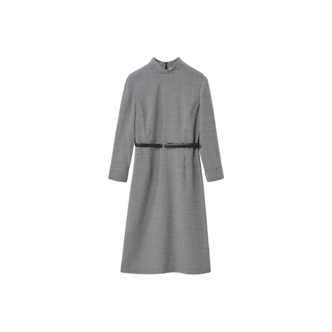 OVV Long Sleeved Dresses Women's Navy Blue Plaid A4-0