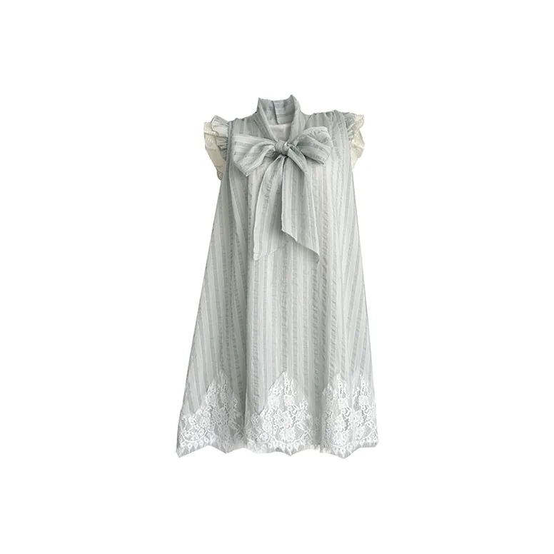 SYEEE WITH U Short Sleeved Dresses Women's Pearl Blue-0