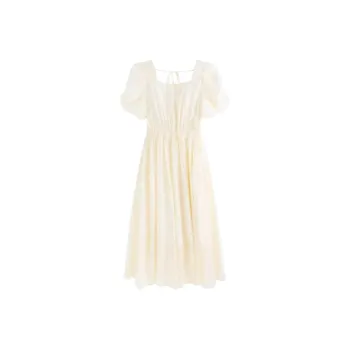 HUASJ Short Sleeved Dresses Women's Beige Yellow