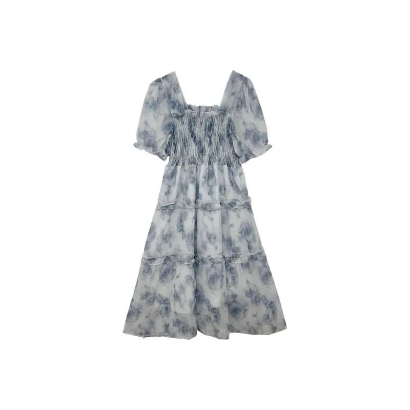 Icicofficial Short Sleeved Dresses Women's Blue-0