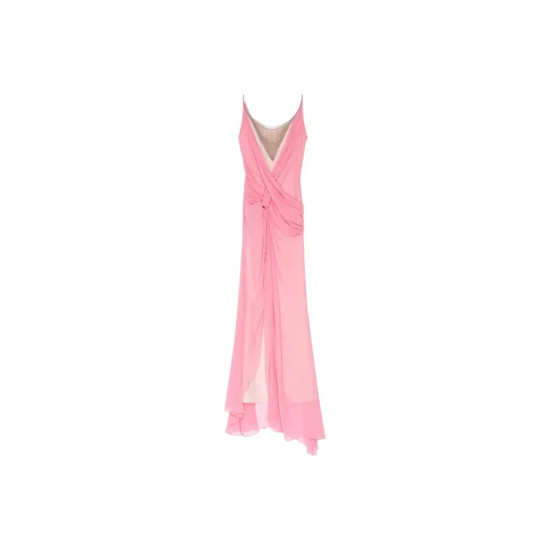 GIVENCHY Evening Draped Dress In Silk With Chains Slip Dresses Women's Pink-0