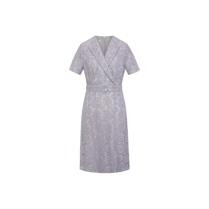 BBLLUUEE Short Sleeved Dress Women's Mist Purple-0