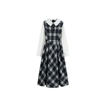 KEAB Long Sleeved Dresses Women's Black White Plaid