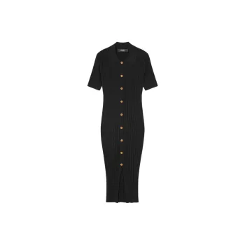 VERSACE Short-Sleeved Knitted Midi Shirt Dress