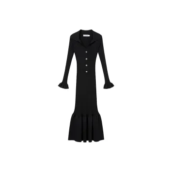 Self-portrait Knitted Fluted Midi Dress