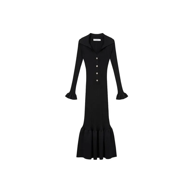 Self portrait Knitted Fluted Midi Dress-0