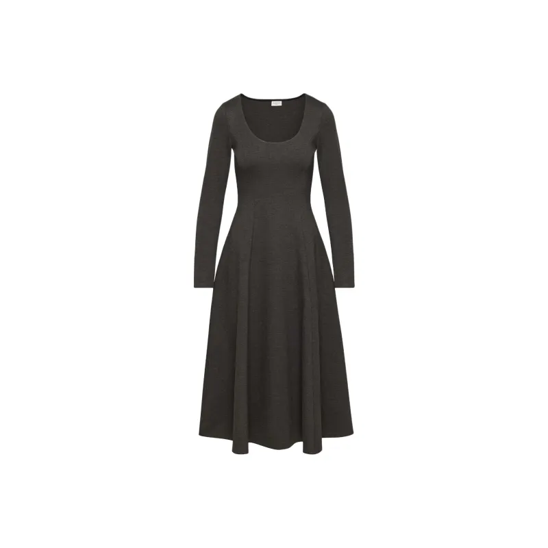 ARITZIA Babaton Leda Ponte Dress Long-Sleeved Dresses Women's Heather Charcoal/Stone Phoebe Zhennan Charcoal-0