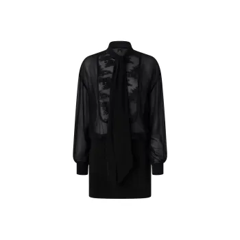 PINKO Lace Sheer Detailed Shirt Mini Dress