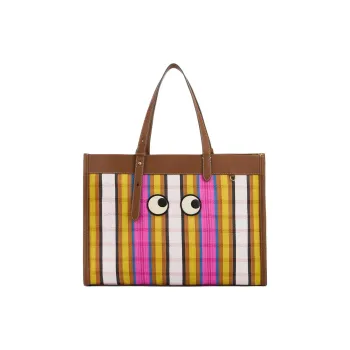 Anya Hindmarch Recycled Mesh Eyelet Fabric Tote Bag, Shopping Bag, Shoulder Bag Women's Strawberry Pink With Multicolor