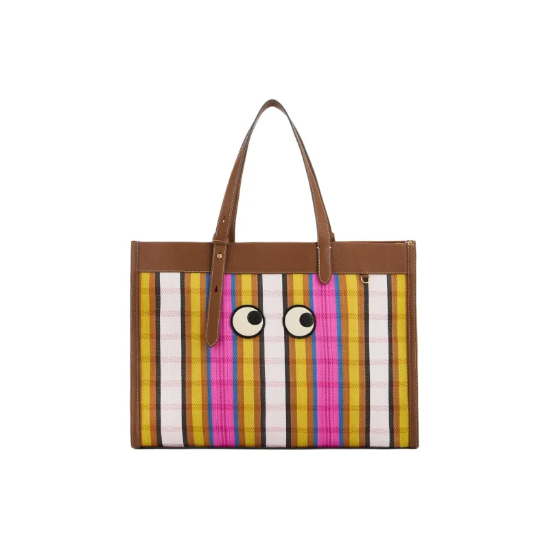 Anya Hindmarch Recycled Mesh Eyelet Fabric Tote Bag, Shopping Bag, Shoulder Bag Women's Strawberry Pink With Multicolor-0