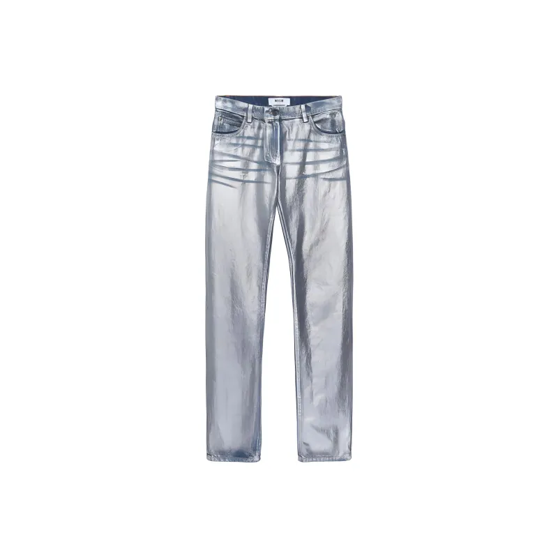 MSGM Metallic finish Straight Jeans-0