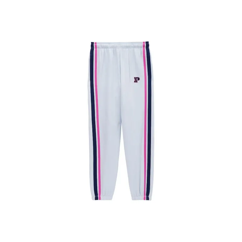 Victoria's Secret PINK Ivy Fleece Relaxed Sweatpants / Hydrangea Blue Knitted Sports Pants Women's Light Blue-0