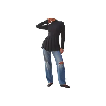FREE PEOPLE Troy Sweater Tunic Long-Sleeved Dresses Women's Black