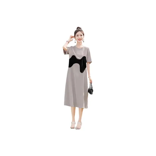 Cypress House Short Sleeved Dresses Women's Beige Gray & Black