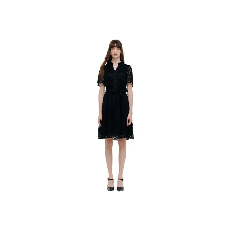 GOELIA Short Sleeved Dress Women's Black-0