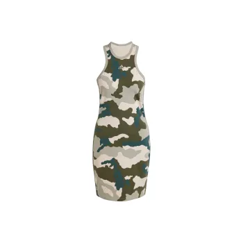 Adidas Free Shipping With AdiClub Essentials 3-Stripes Camo Print Racer Back Tank Dress