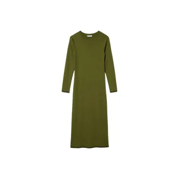 LACOSTE Long Sleeved Dress Women's Khaki Green