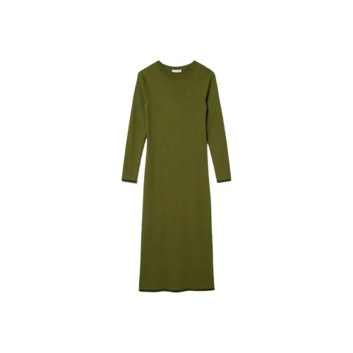 LACOSTE Long Sleeved Dress Women's Khaki Green