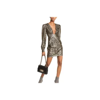 MICHAEL KORS Metallic Leopard Clip Jacquard Dress