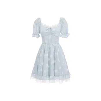 Blovelan SS24 Short Sleeved Dress Women's Gray Blue