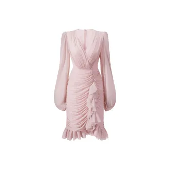 CHICHY CHICHY Size Sister Series Long Sleeved Dresses Women's Pastel Pink