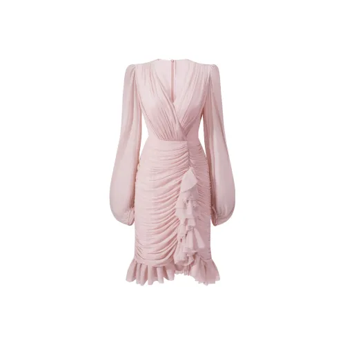 CHICHY CHICHY Size Sister Series Long Sleeved Dresses Women's Pastel Pink