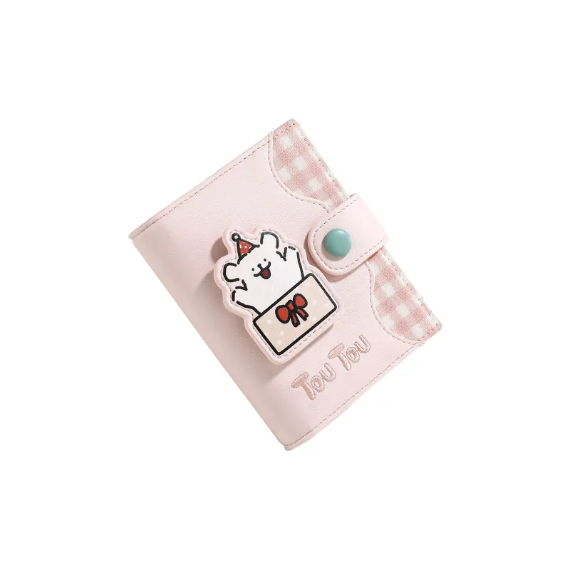 TOUTOU Maltese Collaboration Synthetic Leather Card Holder Regular Women's Strawberry Pink-1