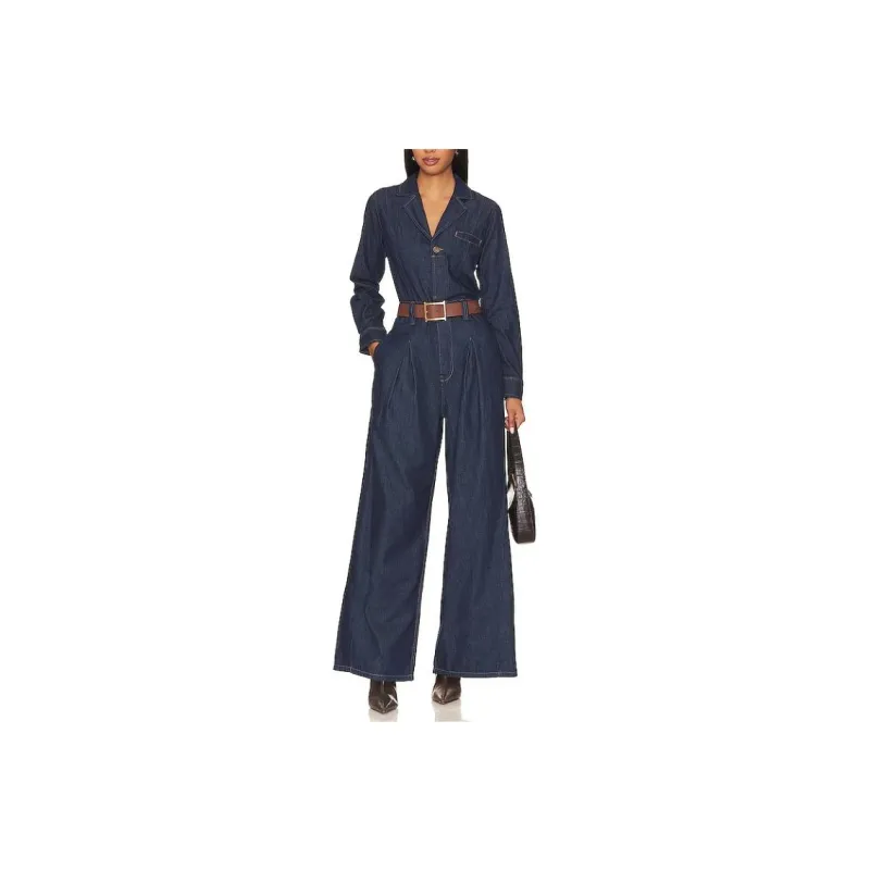 FREE PEOPLE The Franklin Tailored One Piece In Rinse Jumpsuit Women's Blue-0