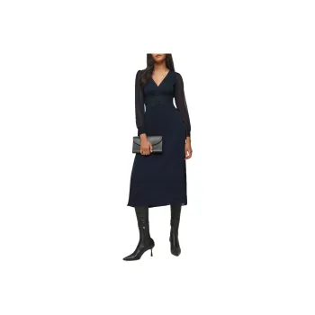 REFORMATION Morganna Dress Long-Sleeved Dresses Women's Marine Blue