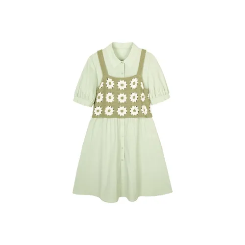 Pit Short-Sleeved Dresses Women's Green