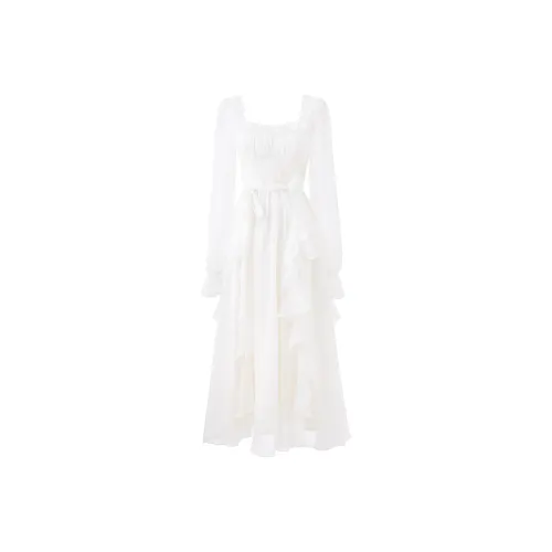 Blovelan Long Sleeved Dress Women's Fairy Apricot