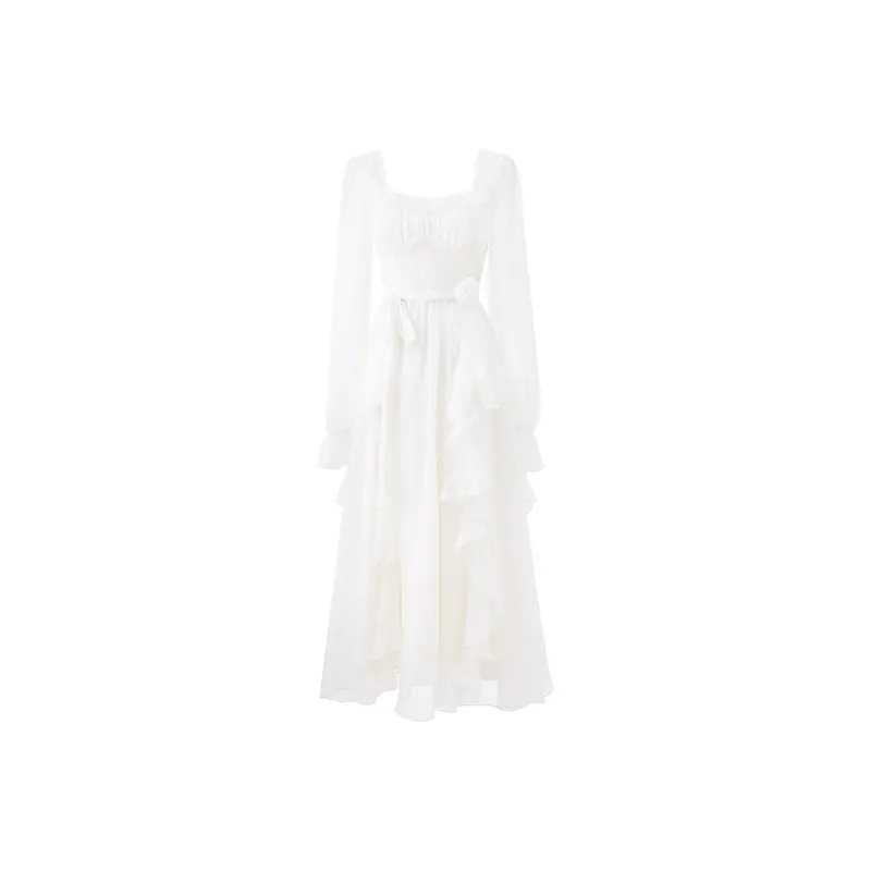 Blovelan Long Sleeved Dress Women's Fairy Apricot-0