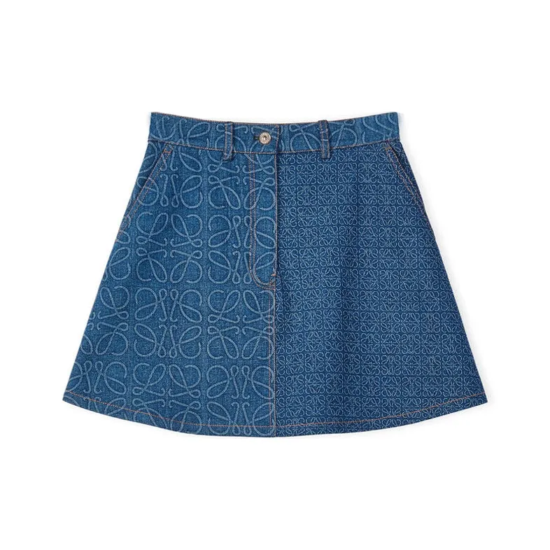 LOEWE Anagram Denim Mini Skirt 'Indigo Blue'-0